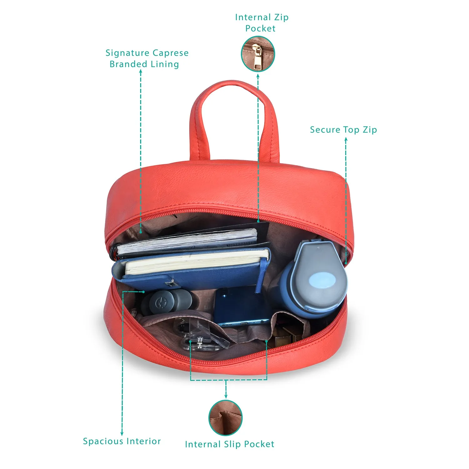 Caprese Dia Medium Orange Backpack
