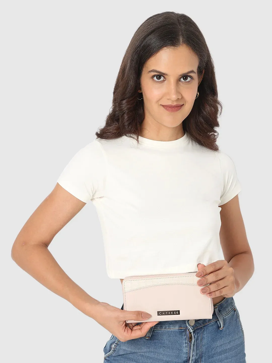 Caprese Dorrita Medium Dull Pink Zip Around Wallet