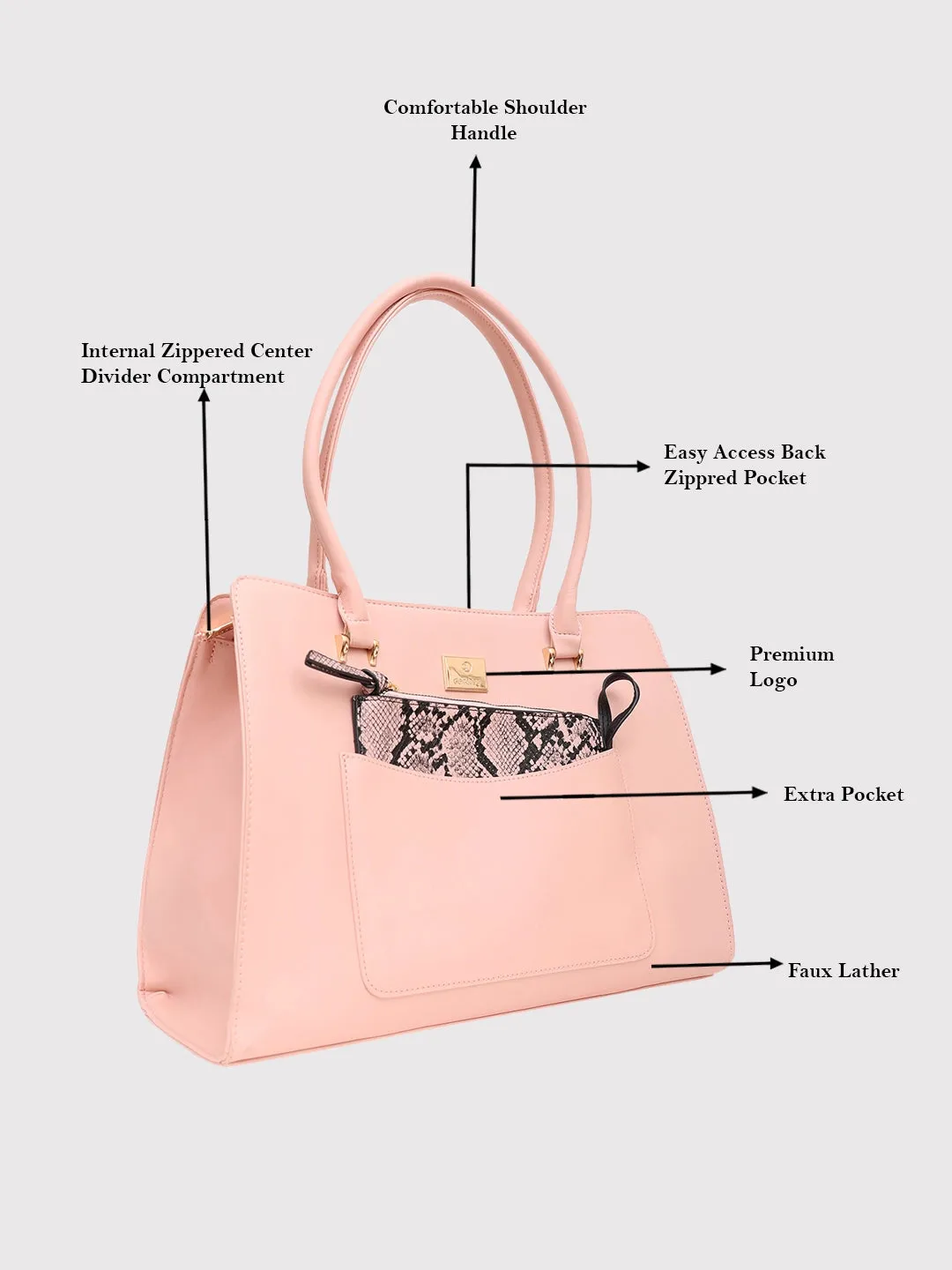 Caprese Ellis Large Pink Satchel Bag