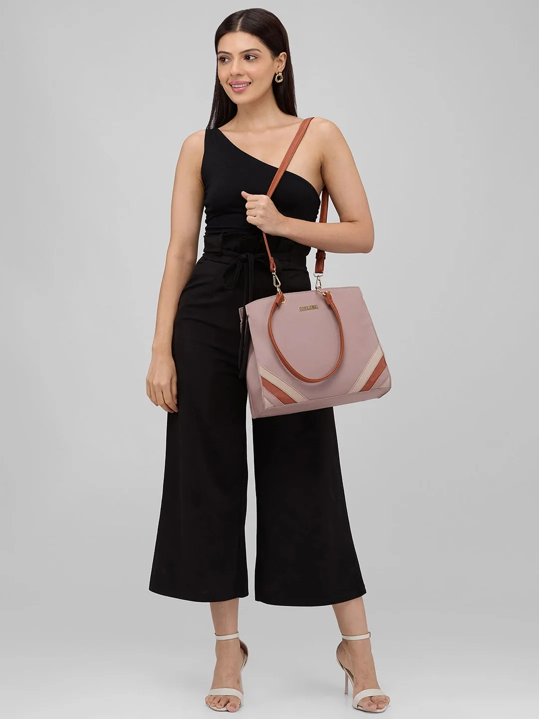 Caprese Ember Medium Pink Satchel Bag