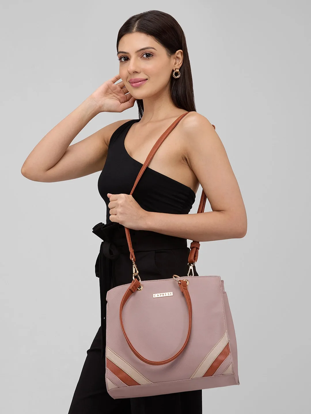 Caprese Ember Medium Pink Satchel Bag