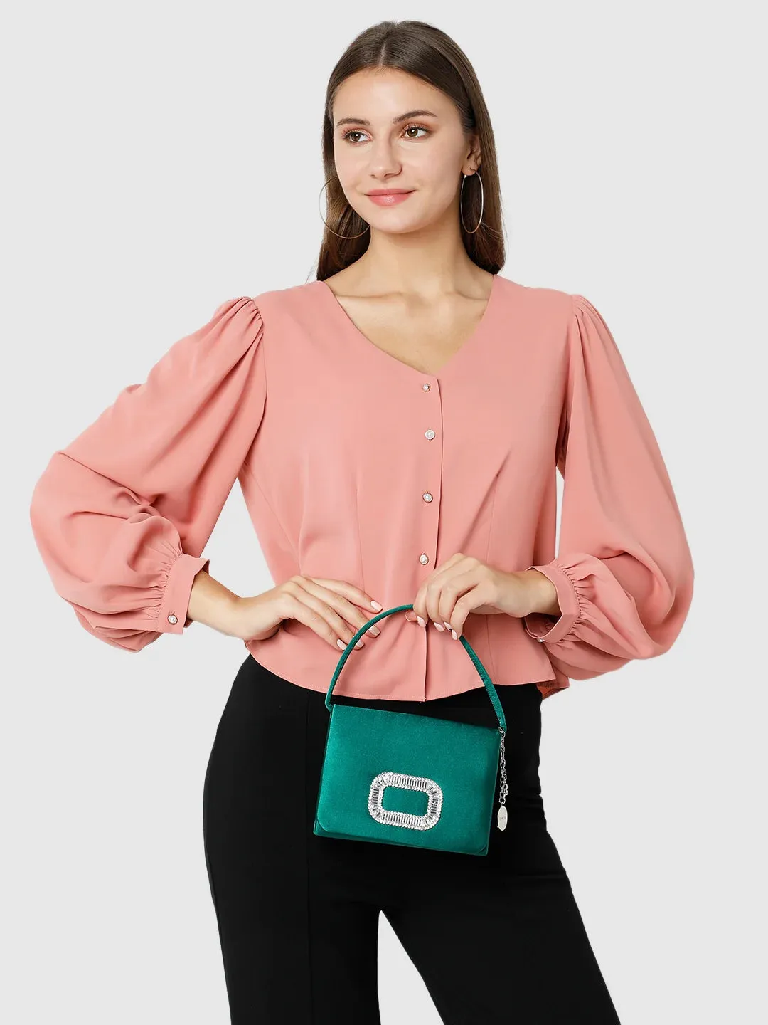 Caprese Emma Small Green Clutch