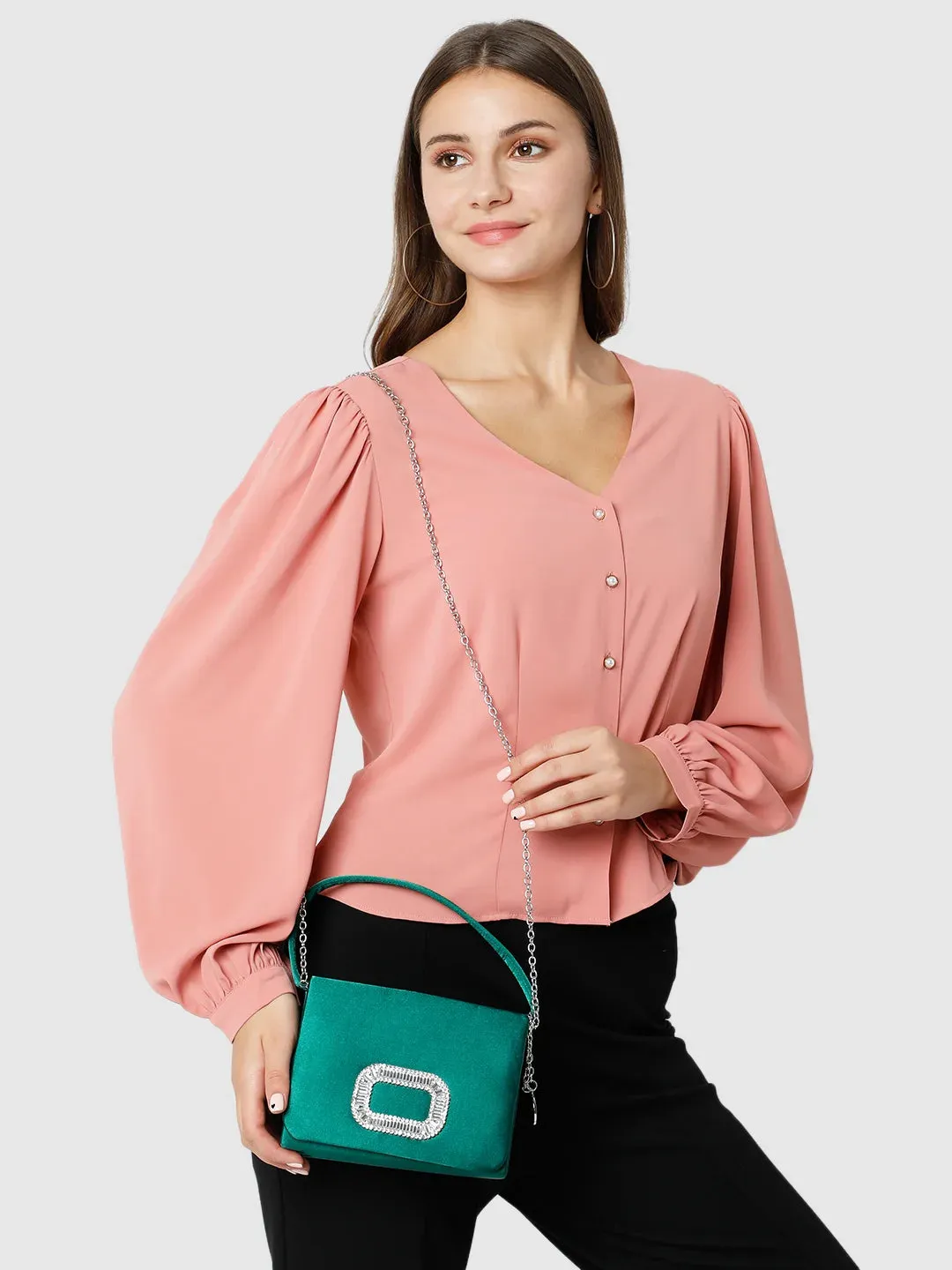 Caprese Emma Small Green Clutch
