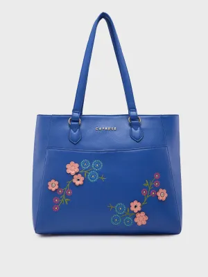 Caprese Erica Medium Floral Blue Tote Bag