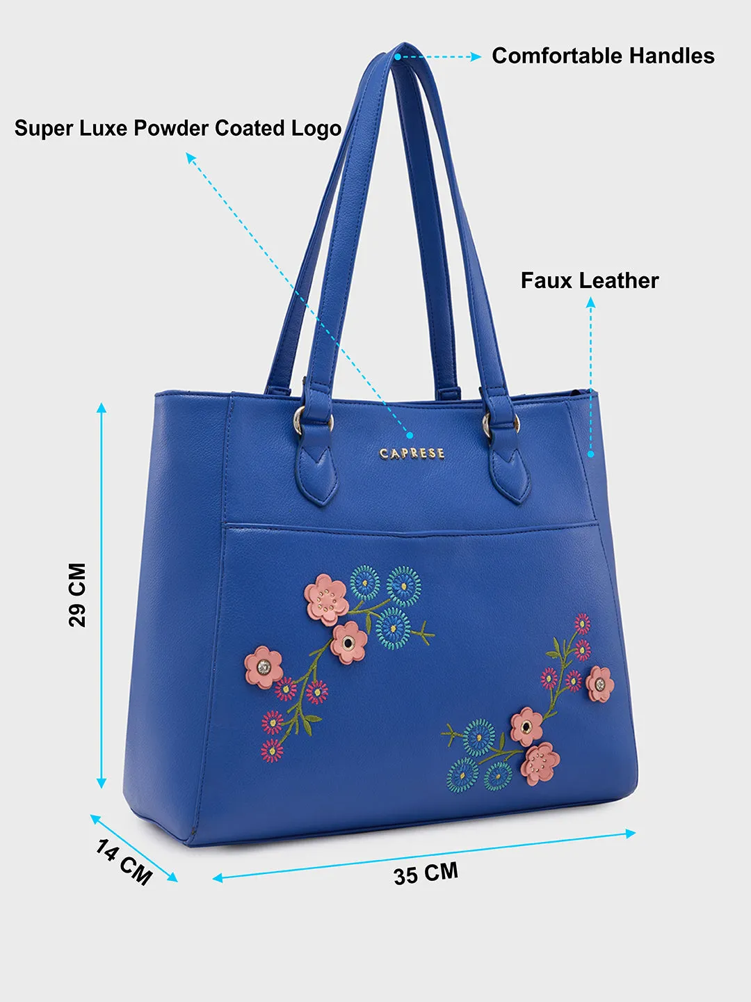 Caprese Erica Medium Floral Blue Tote Bag