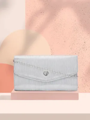 Caprese Eryka Large Silver Clutch