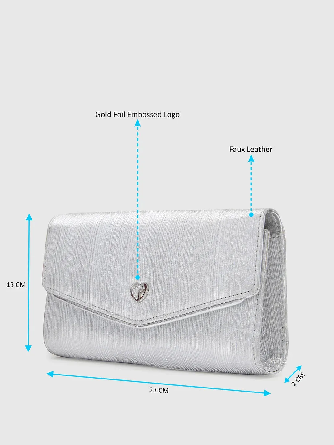 Caprese Eryka Large Silver Clutch