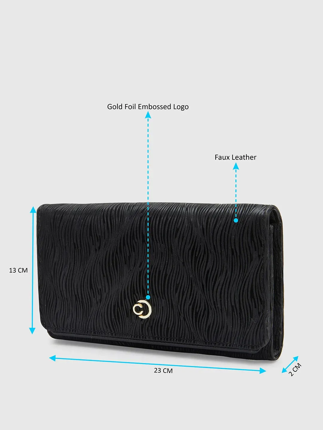 Caprese Eryka Medium Black Clutch