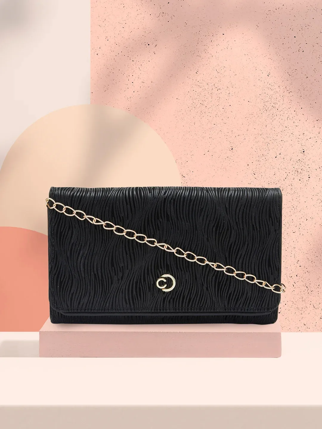Caprese Eryka Medium Black Clutch