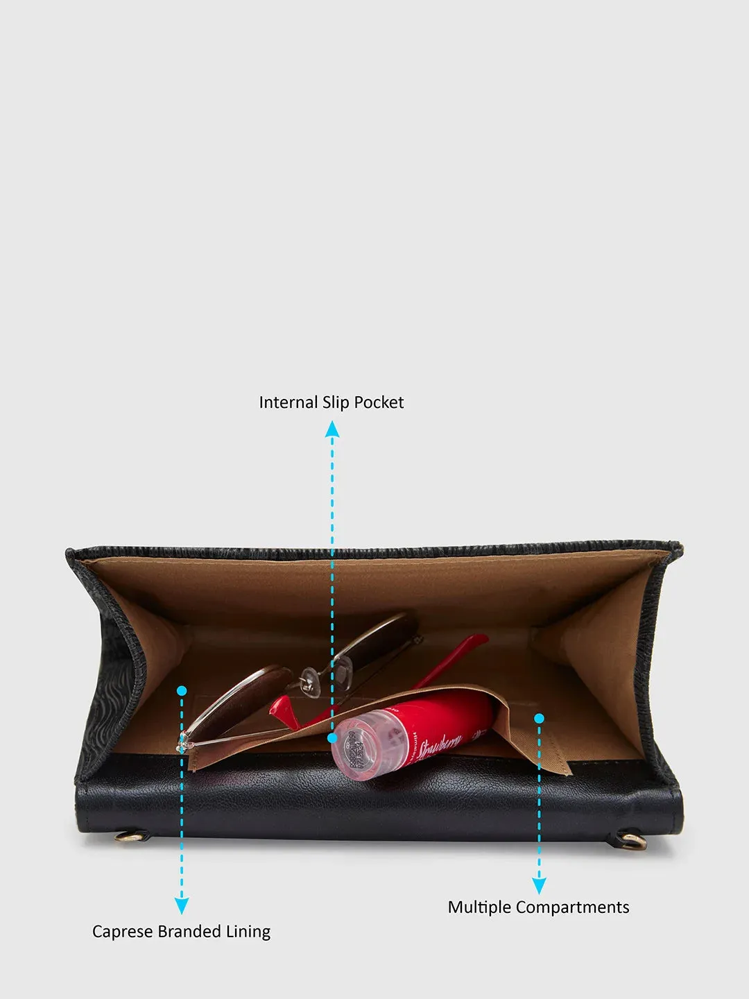 Caprese Eryka Medium Black Clutch