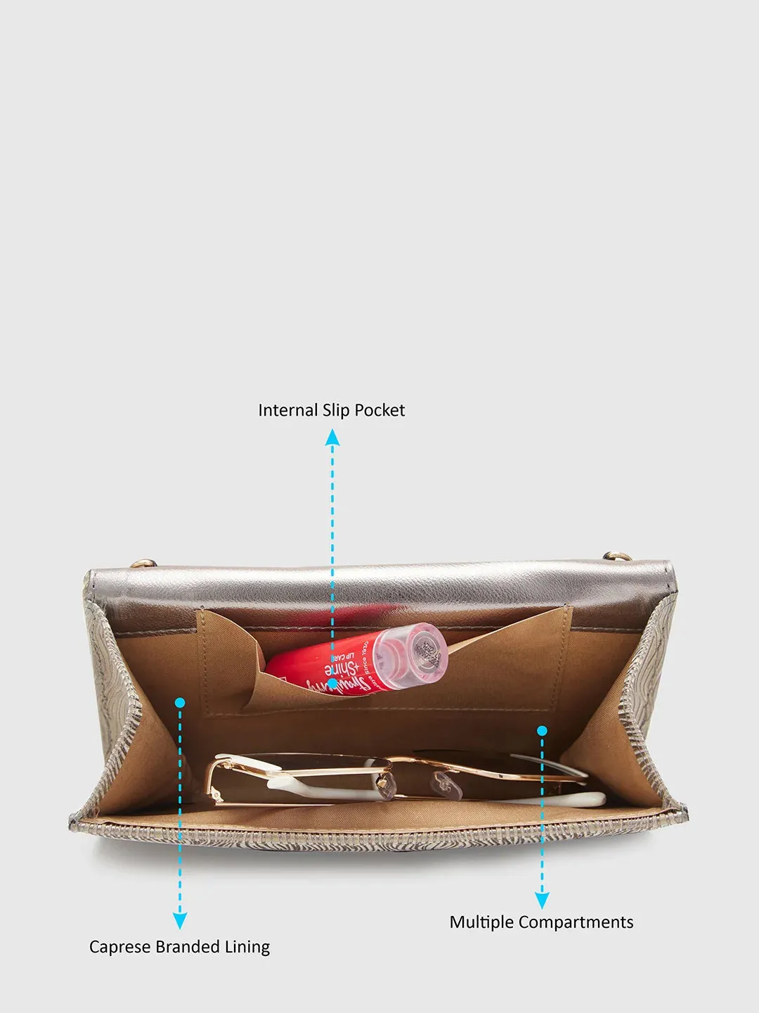 Caprese Eryka Medium Champagne Gold Clutch