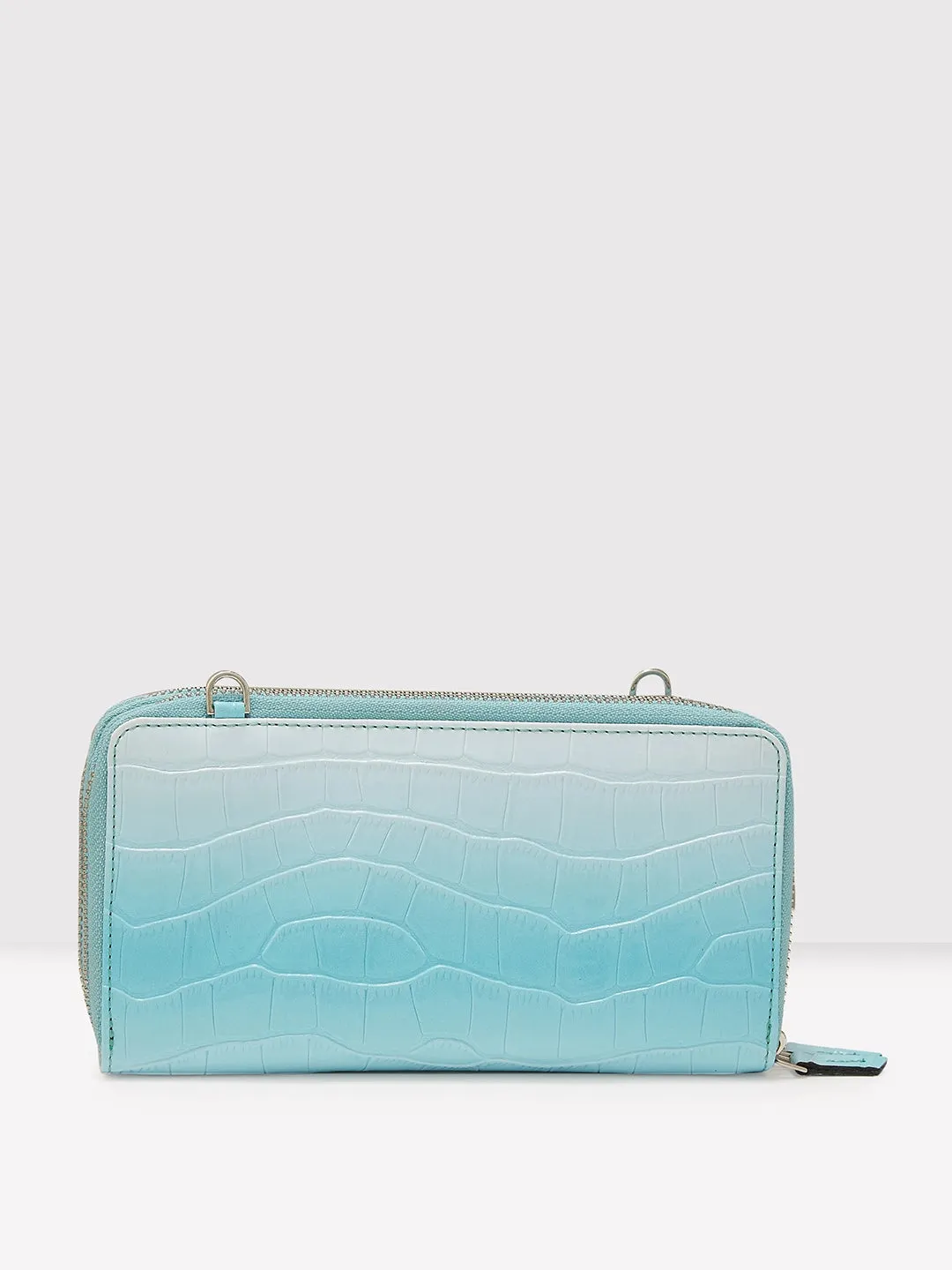 Caprese Eva Large Aqua Zip Around Wallet