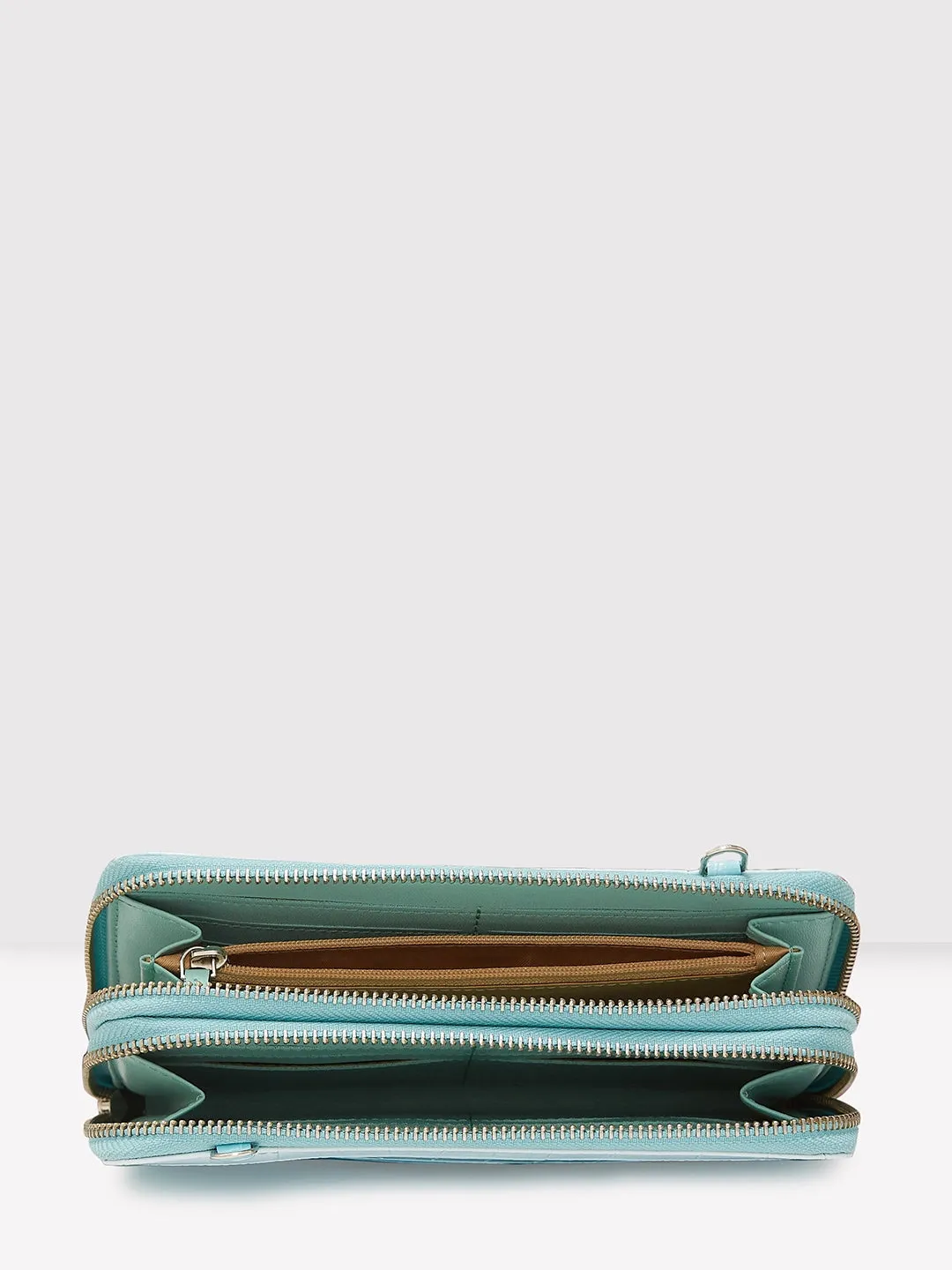 Caprese Eva Large Aqua Zip Around Wallet