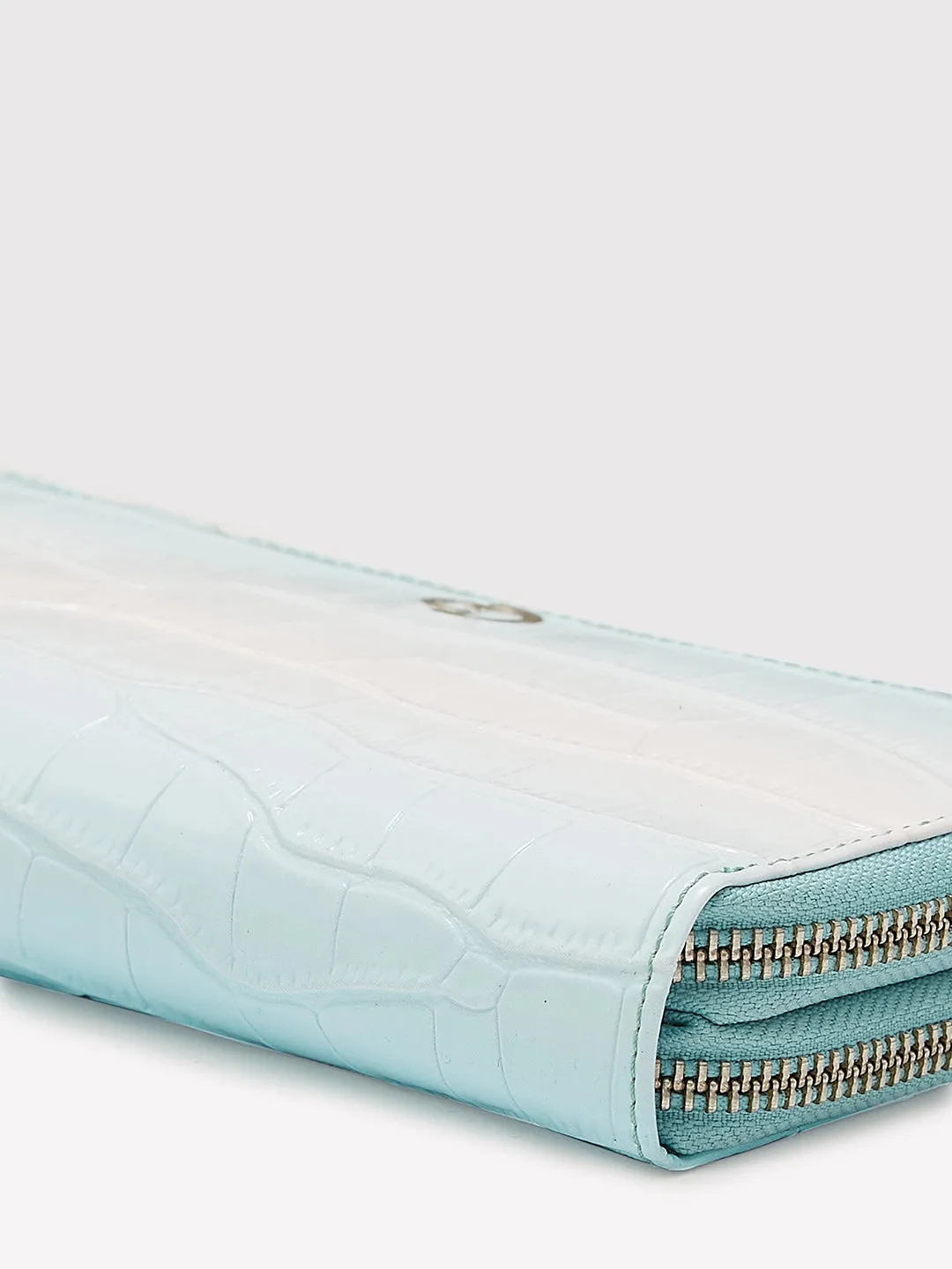 Caprese Eva Large Aqua Zip Around Wallet