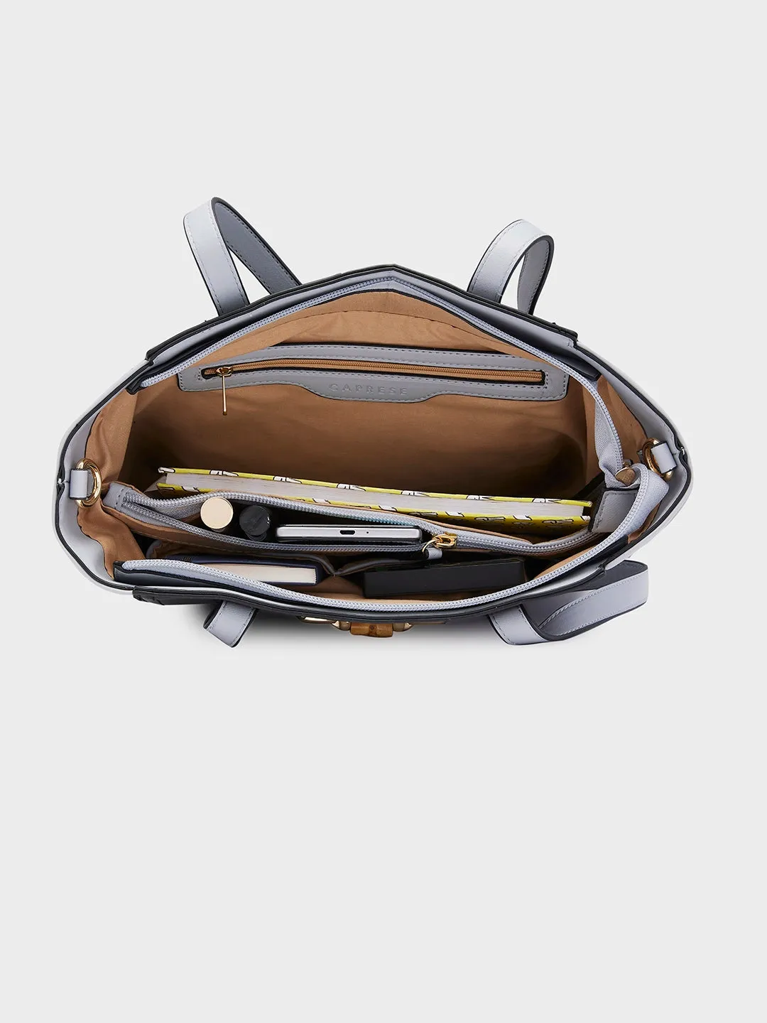 Caprese Eva Medium Black Satchel Bag