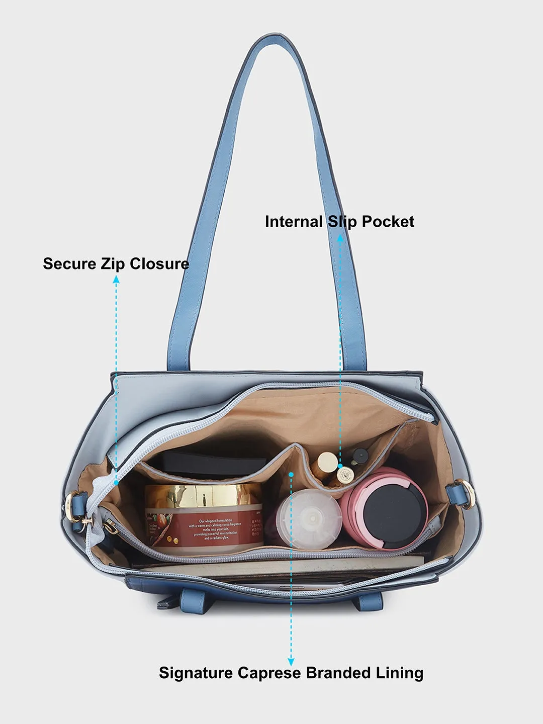 Caprese Eva Medium Navy Satchel Bag