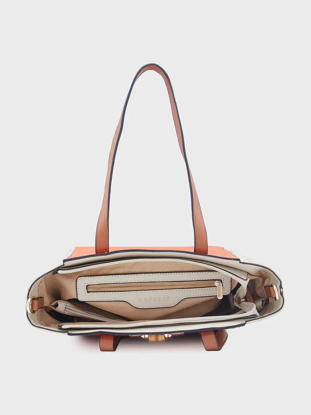Caprese Eva Medium Orange Satchel Bag