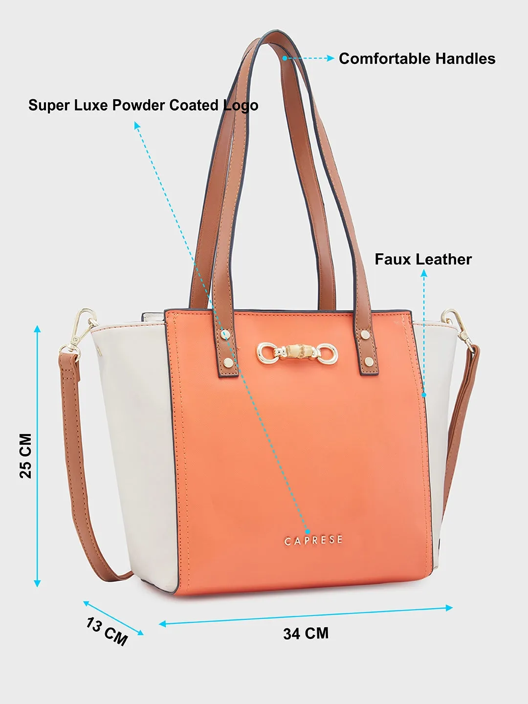 Caprese Eva Medium Orange Satchel Bag
