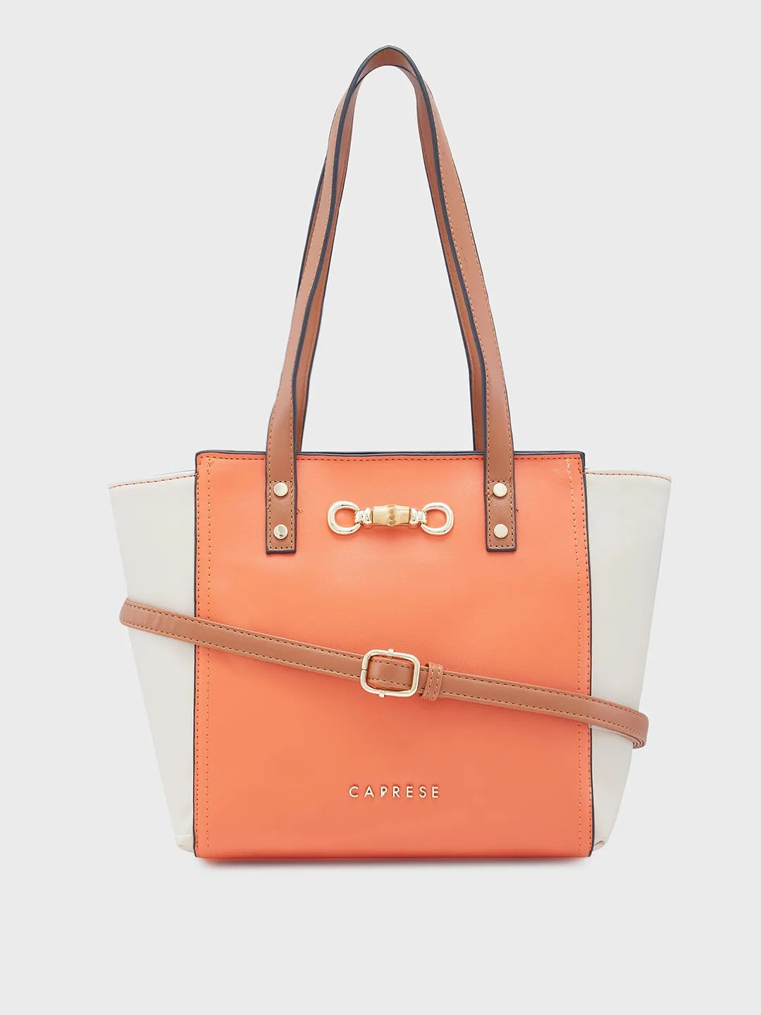 Caprese Eva Medium Orange Satchel Bag