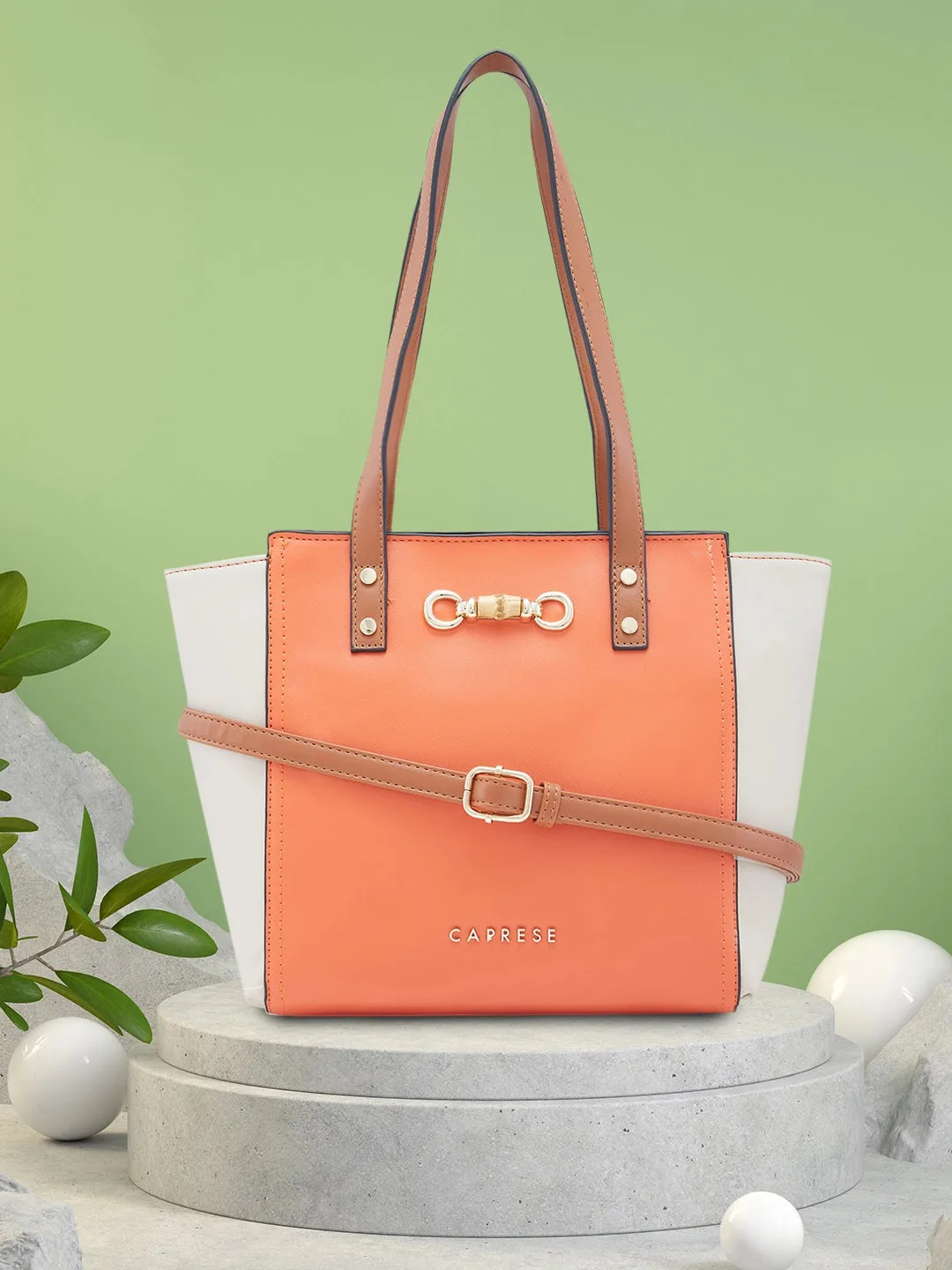 Caprese Eva Medium Orange Satchel Bag