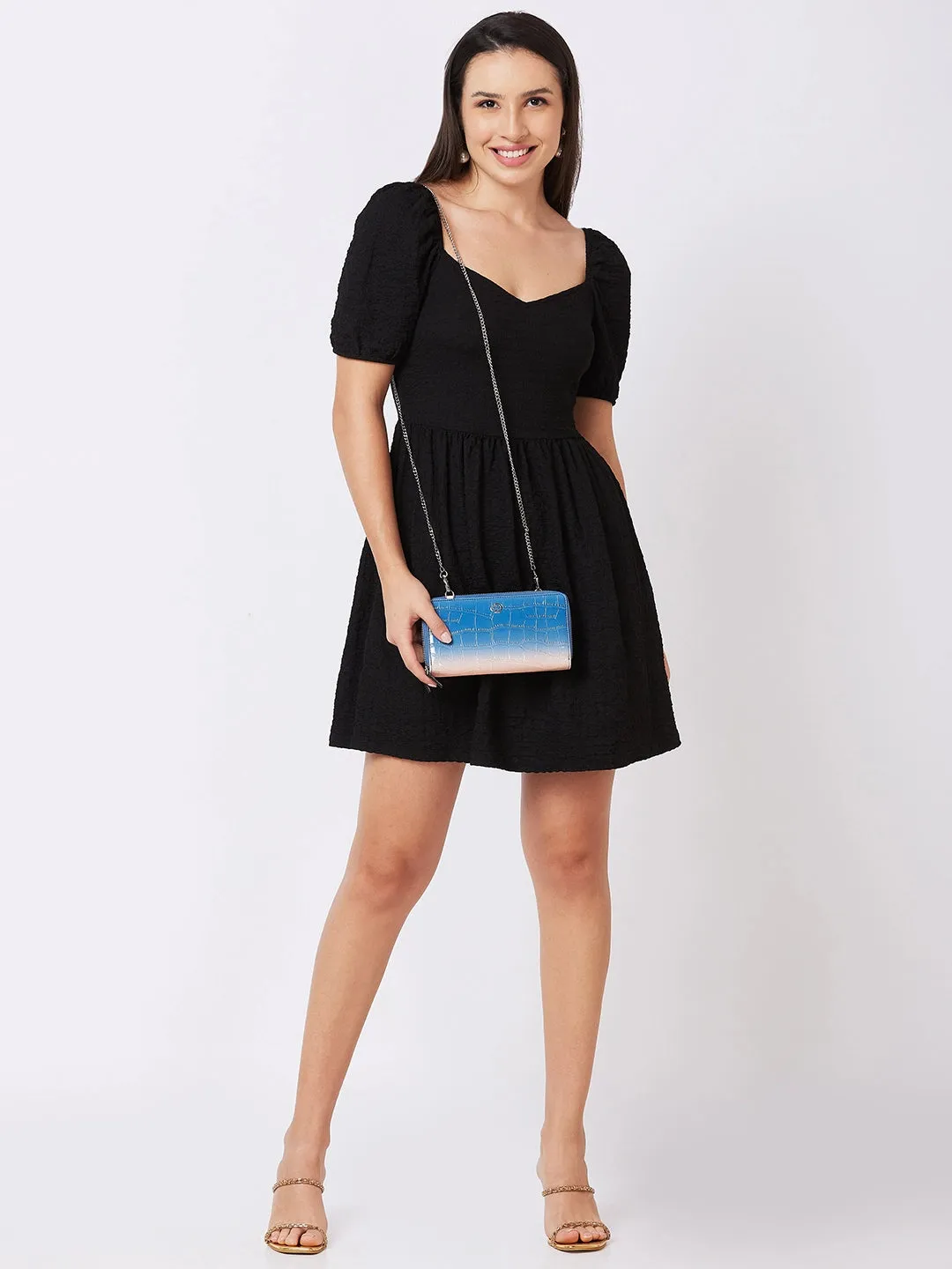 Caprese Eva Sling Large Navy Zip Around Wallet