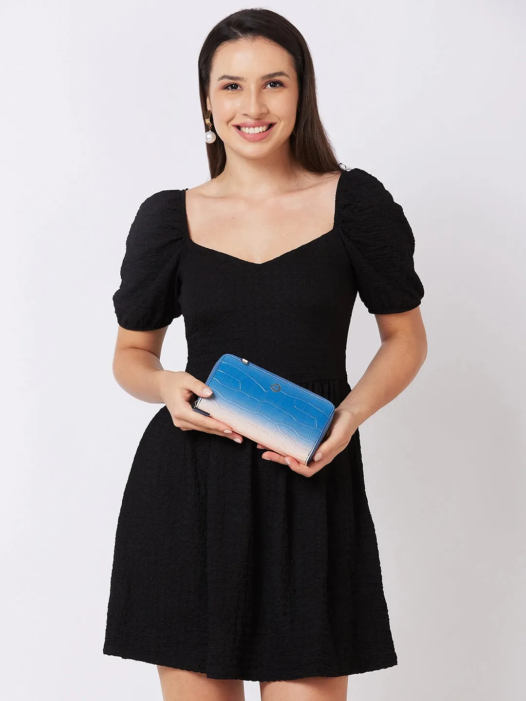 Caprese Eva Sling Large Navy Zip Around Wallet