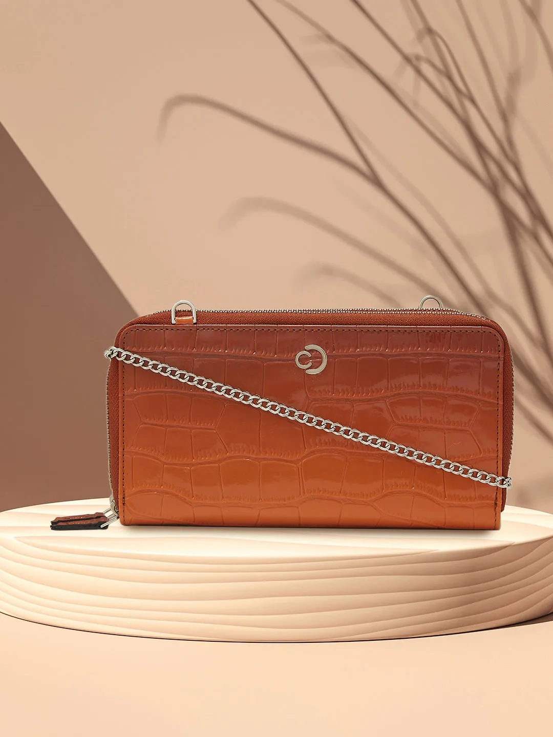 Caprese Eva Sling Large Tan Zip Around Wallet