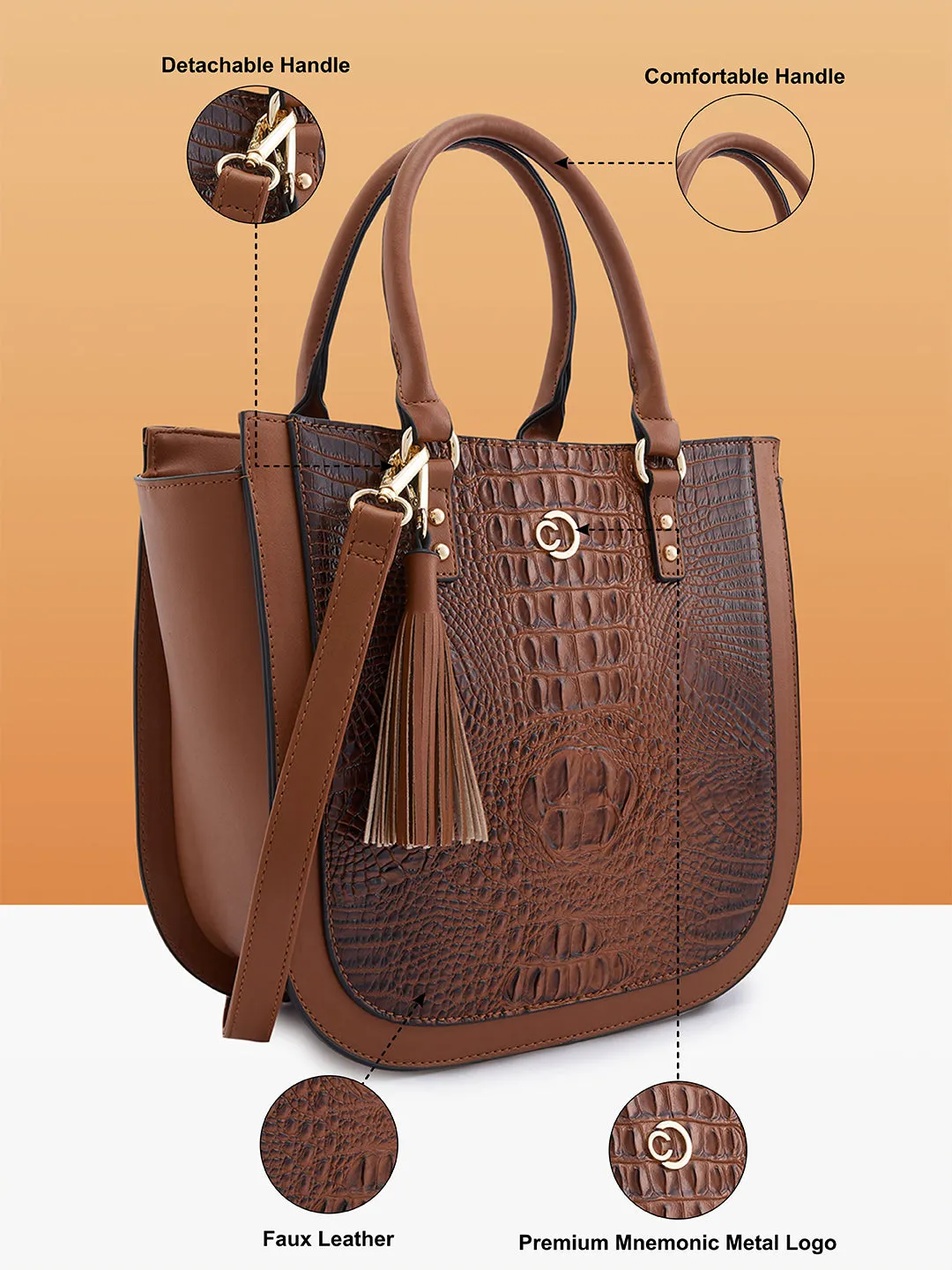Caprese Felix Medium Tan Satchel Bag