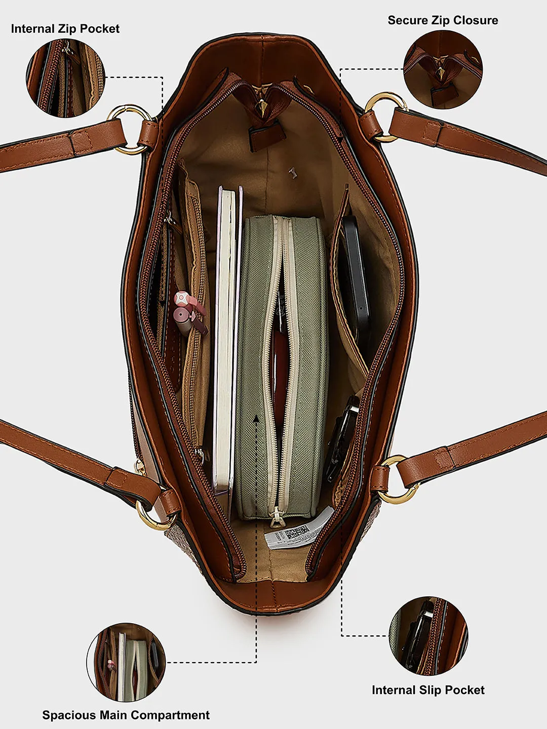 Caprese Felix Medium Tan Satchel Bag