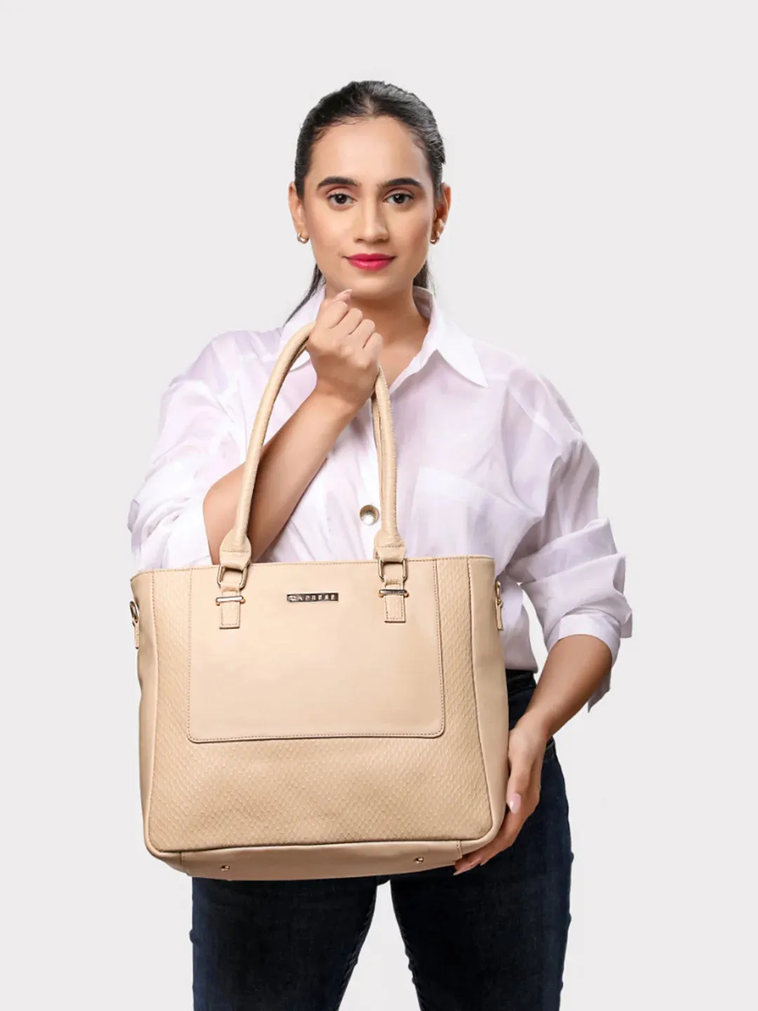 Caprese Fiona Large Beige Tote Bag