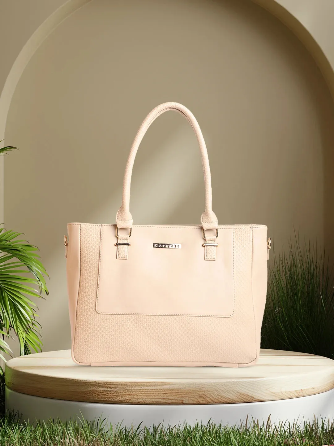 Caprese Fiona Large Beige Tote Bag