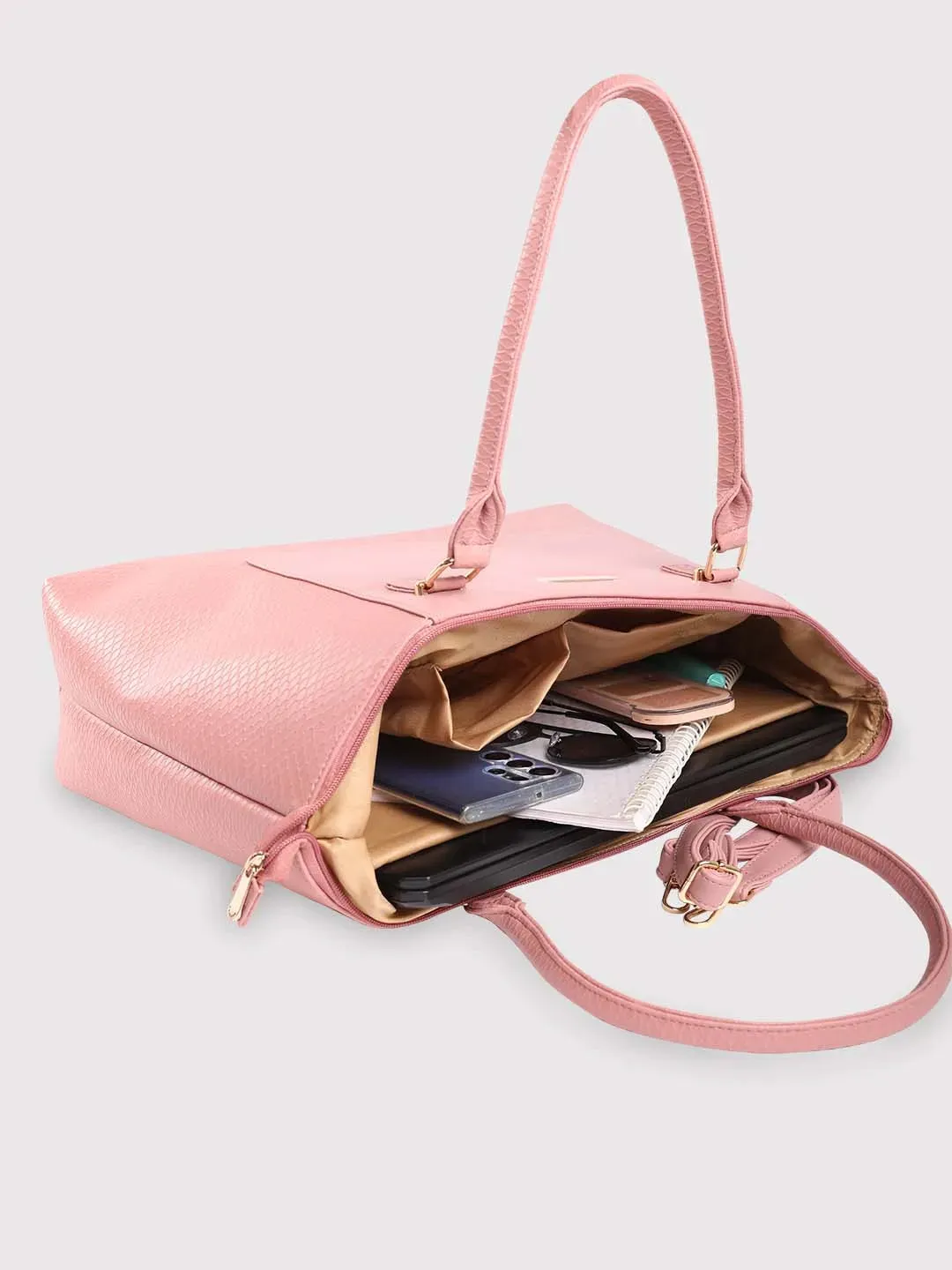 Caprese Fiona Large Light Pink Laptop Tote Bag