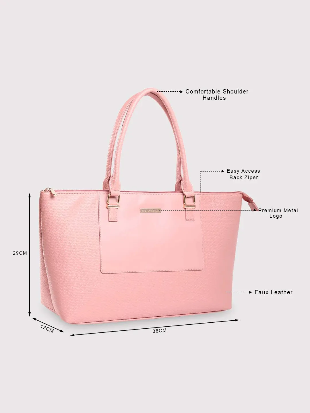 Caprese Fiona Large Light Pink Laptop Tote Bag