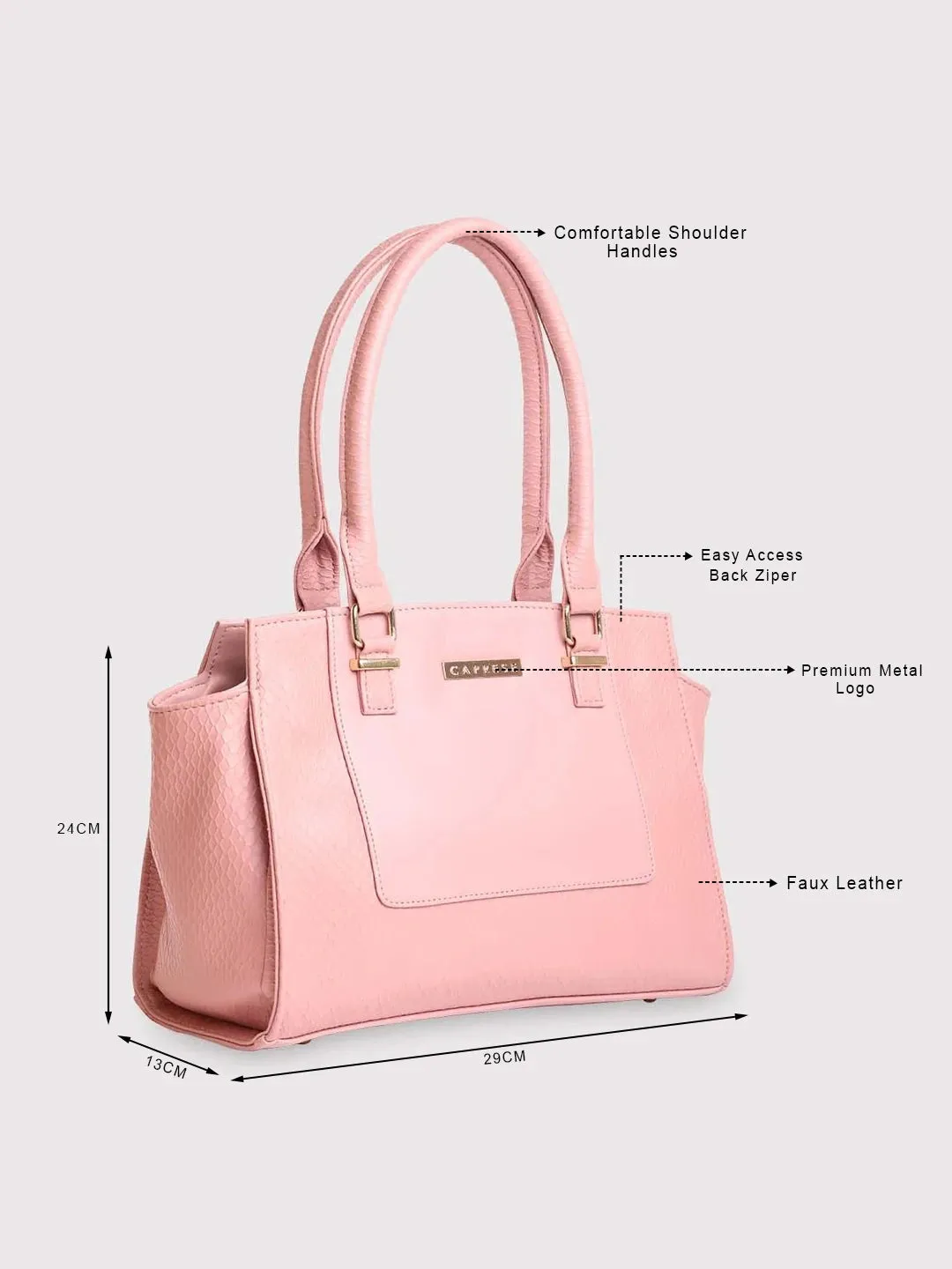 Caprese Fiona Medium Light Pink Office Tote Bag