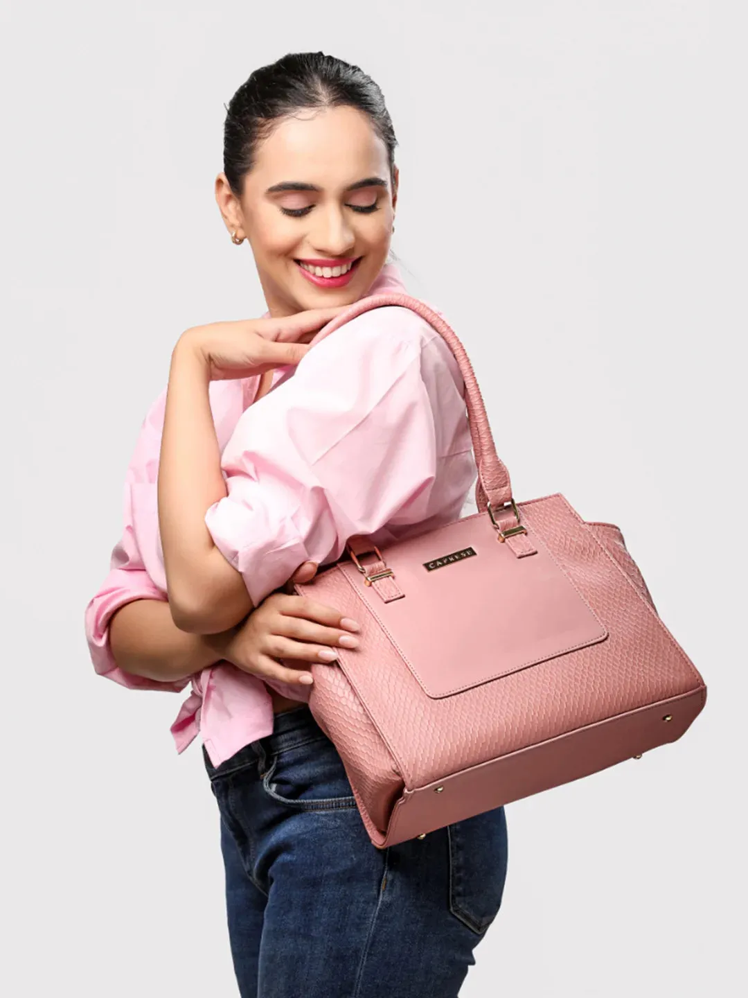 Caprese Fiona Medium Light Pink Office Tote Bag