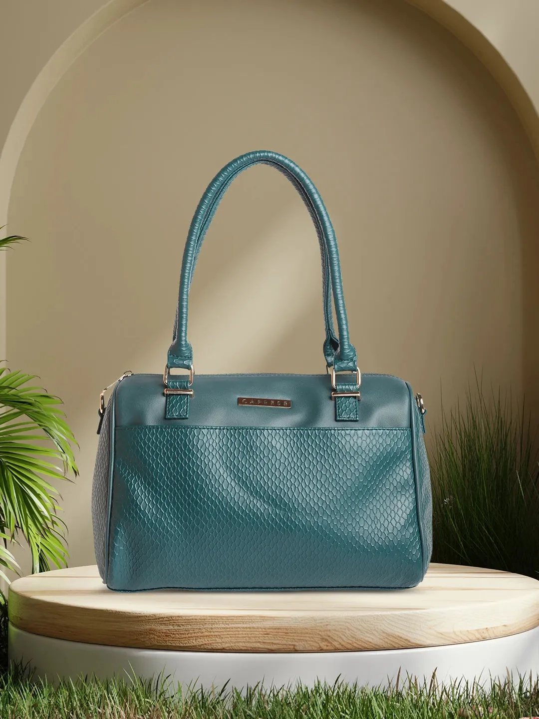 Caprese Fiona Medium Teal Satchel Bag