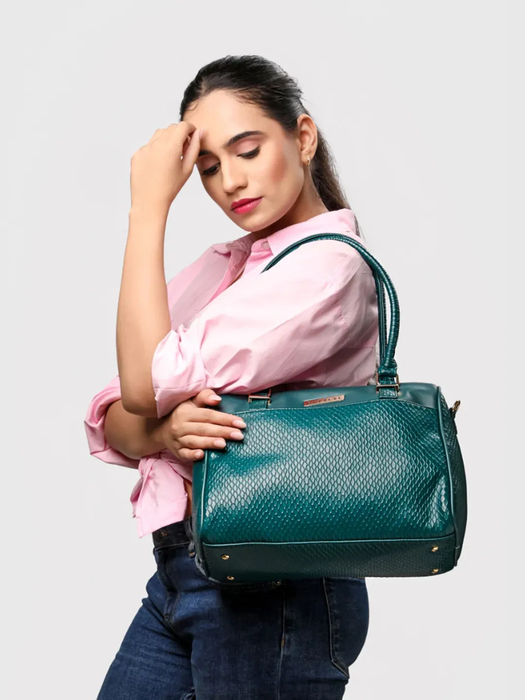 Caprese Fiona Medium Teal Satchel Bag