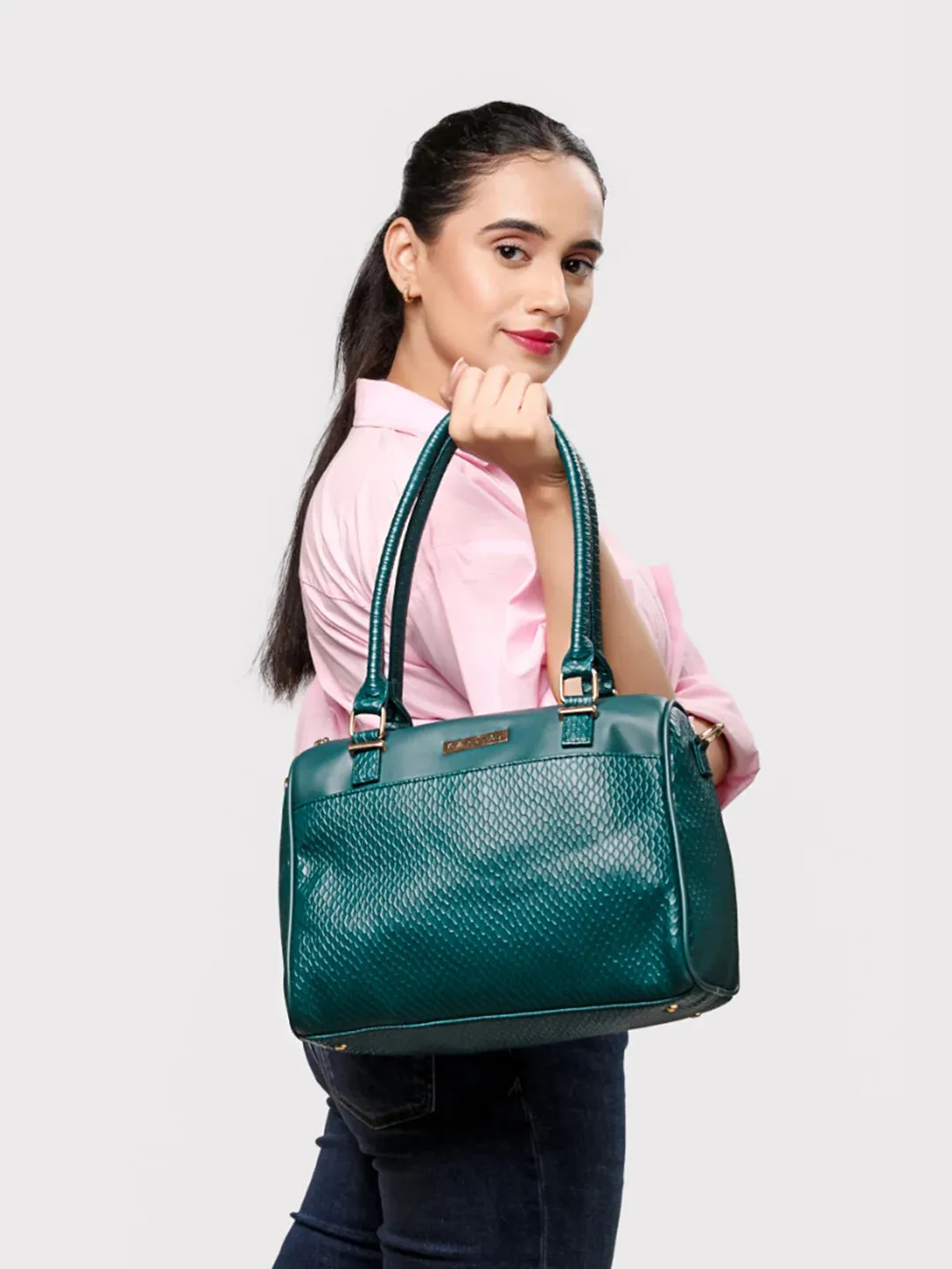 Caprese Fiona Medium Teal Satchel Bag
