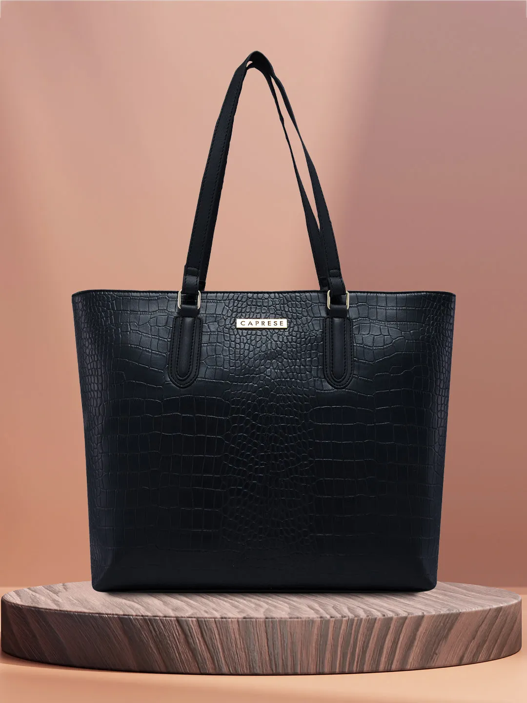 Caprese Flix Medium Black Tote Bag