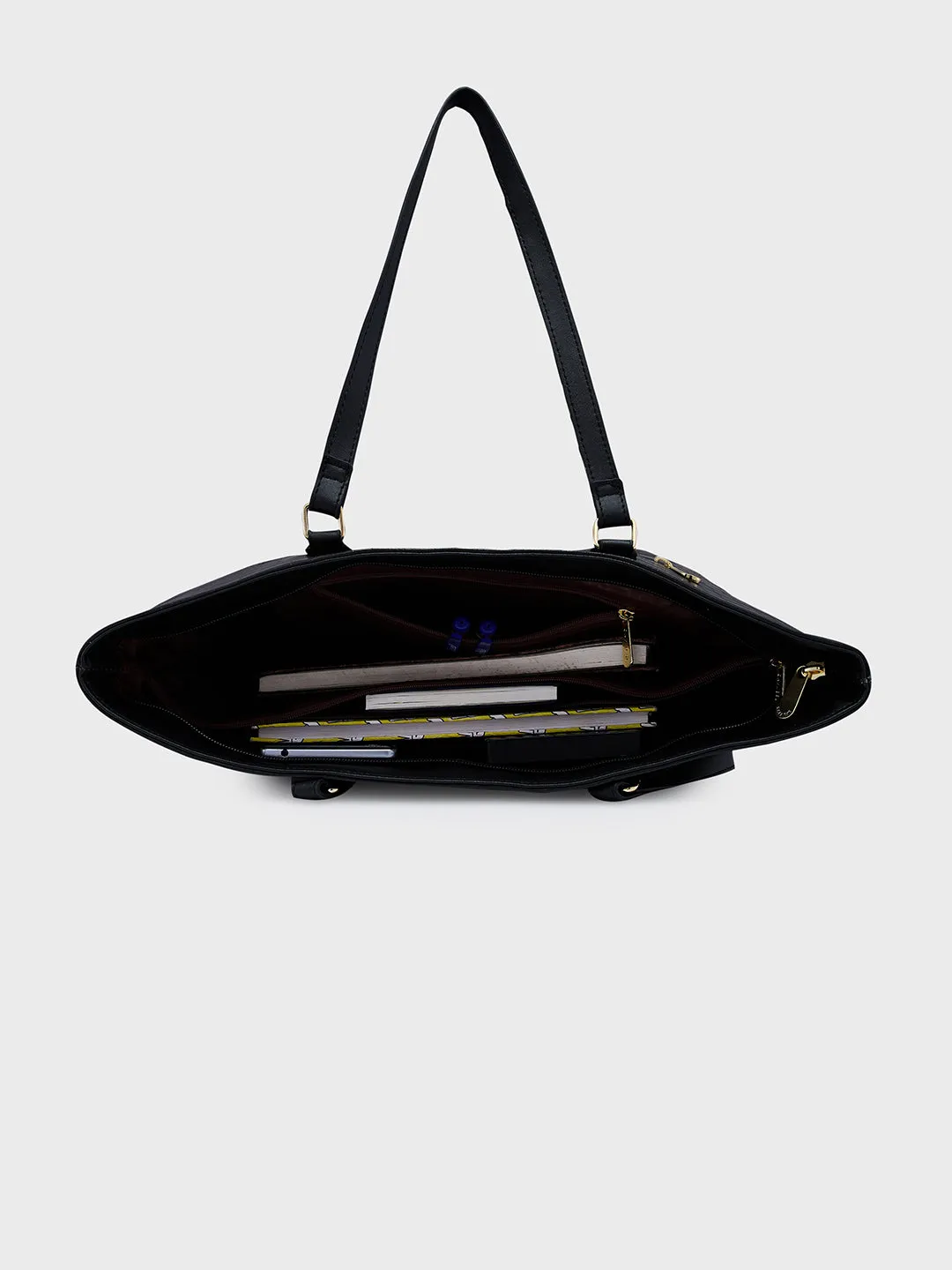 Caprese Flix Medium Black Tote Bag