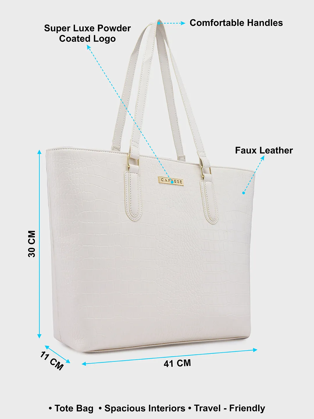 Caprese Flix Medium Off White Tote Bag