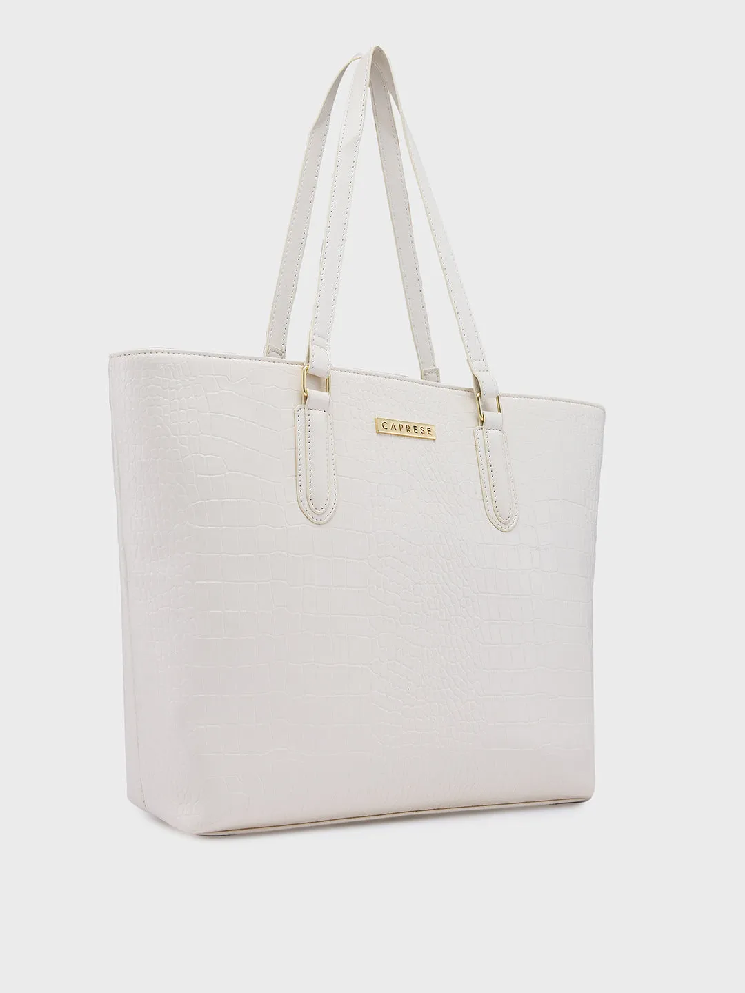 Caprese Flix Medium Off White Tote Bag