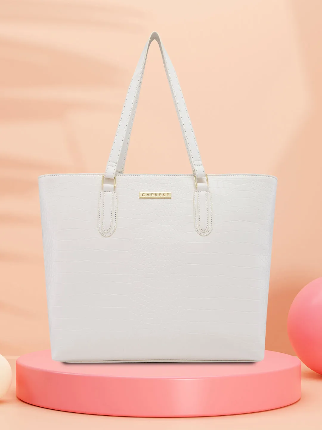 Caprese Flix Medium Off White Tote Bag