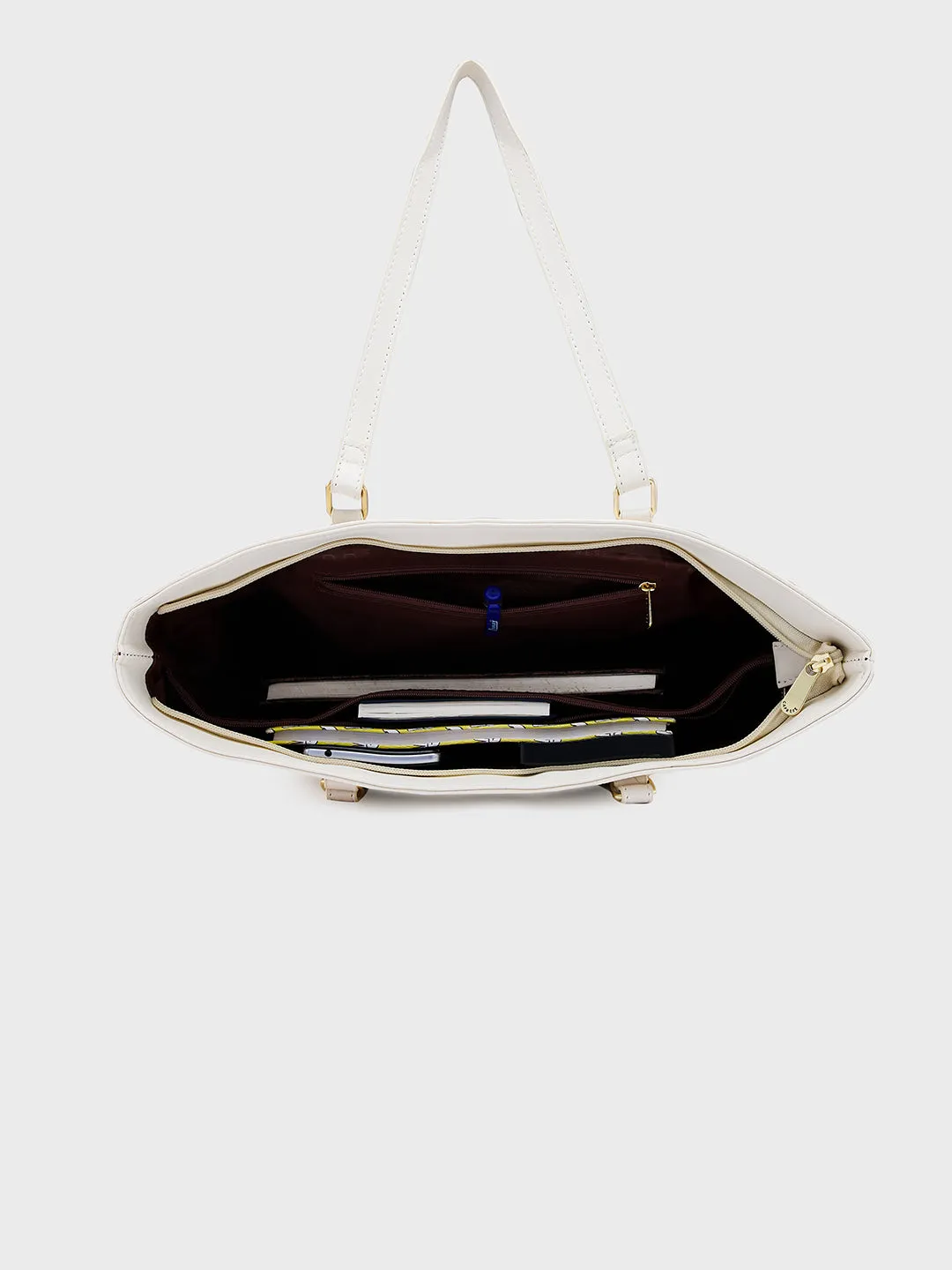 Caprese Flix Medium Off White Tote Bag