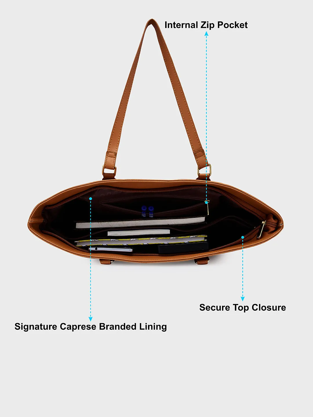 Caprese Flix Medium Tan Tote Bag
