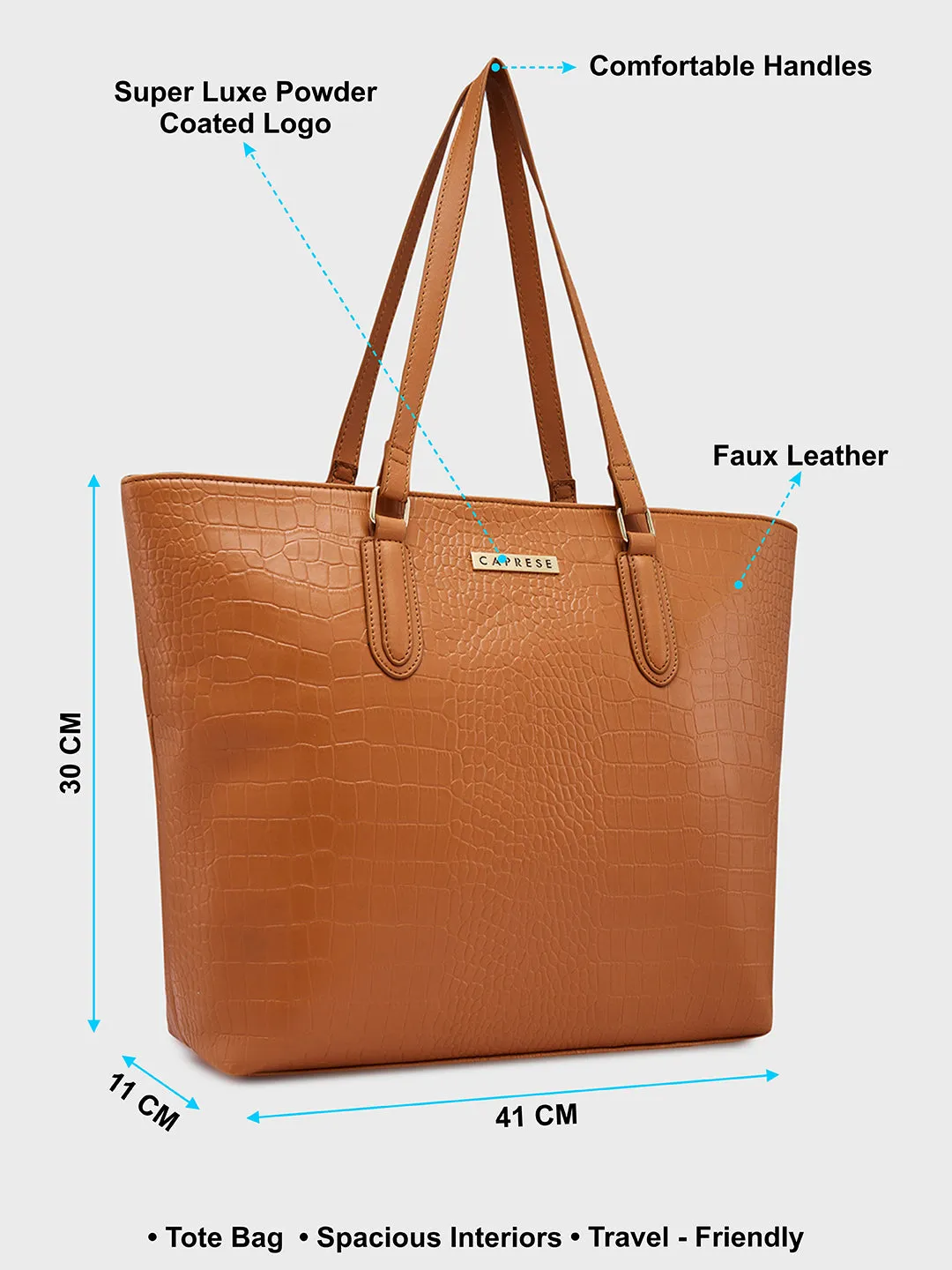 Caprese Flix Medium Tan Tote Bag