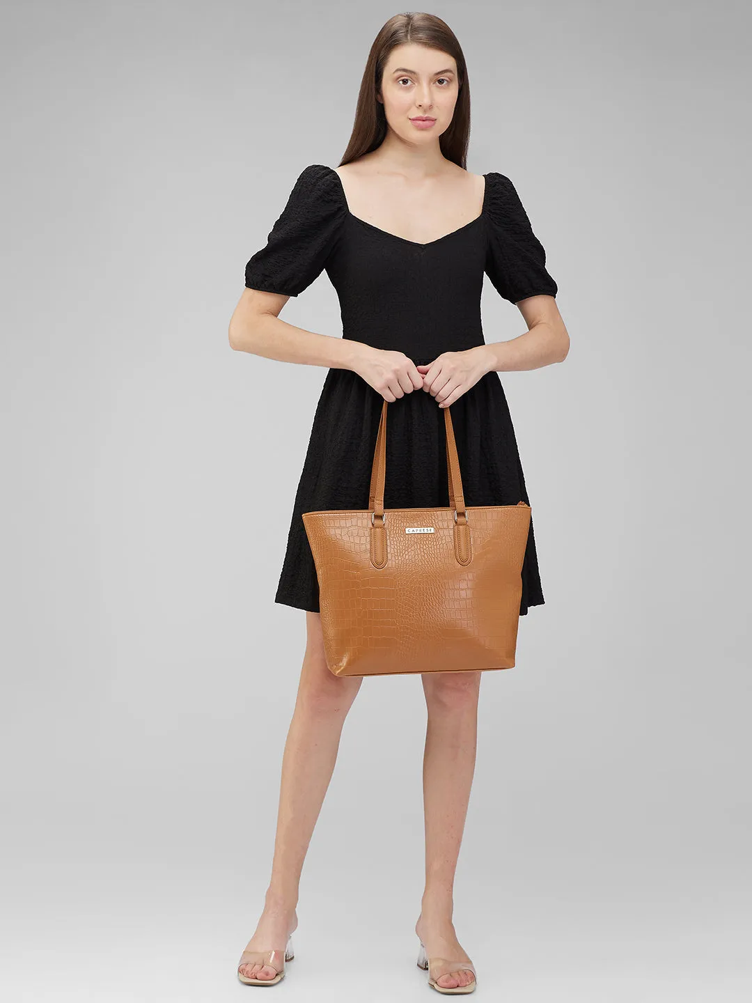 Caprese Flix Medium Tan Tote Bag