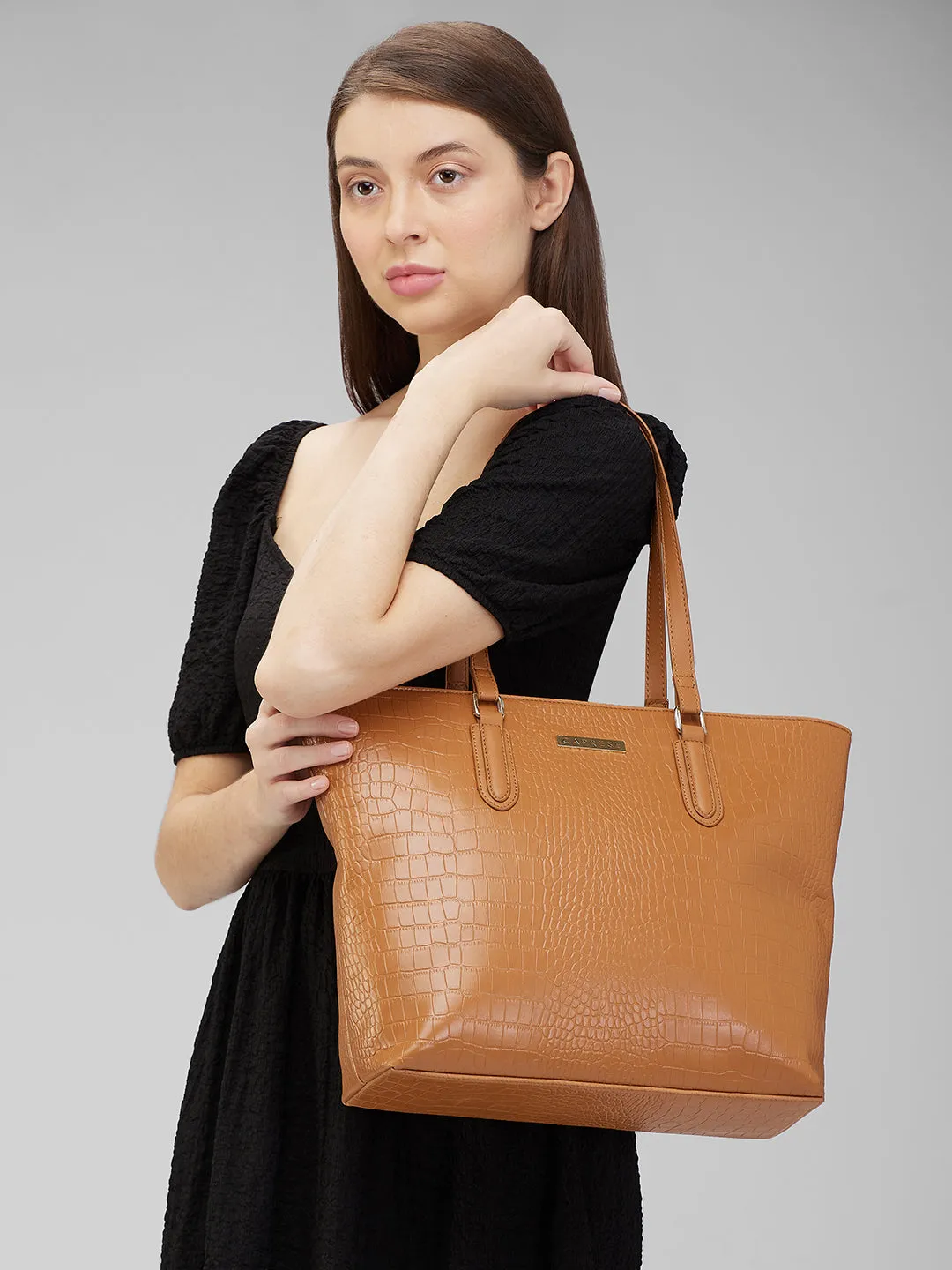 Caprese Flix Medium Tan Tote Bag