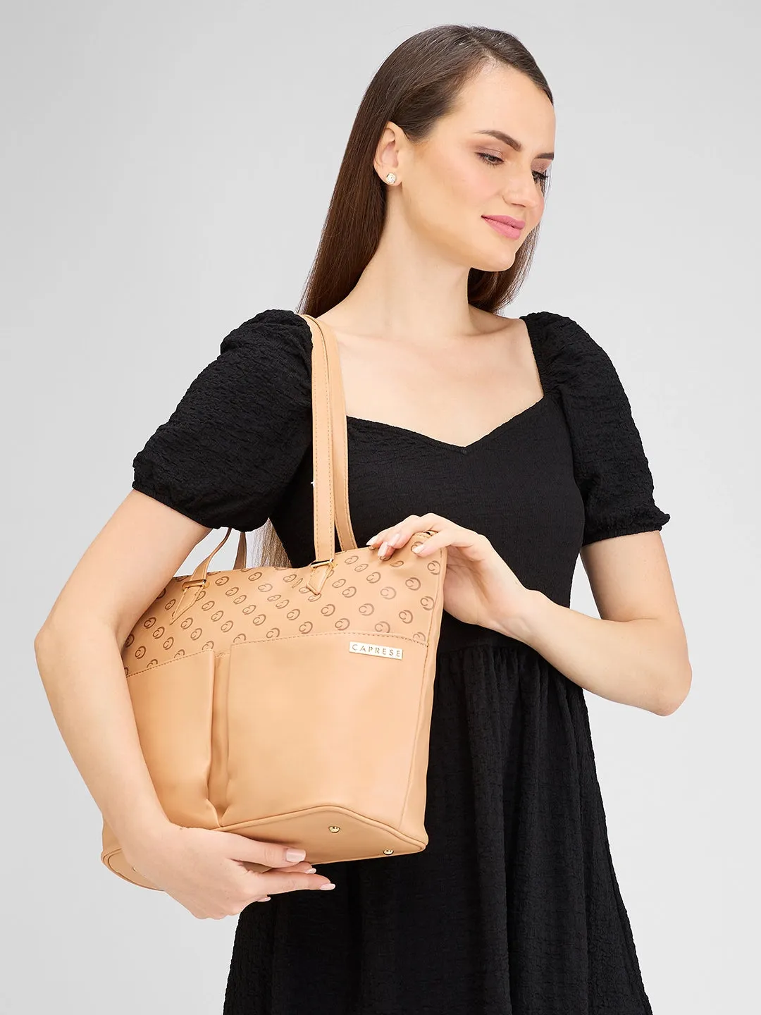 Caprese Freya Medium Tan Tote Bag