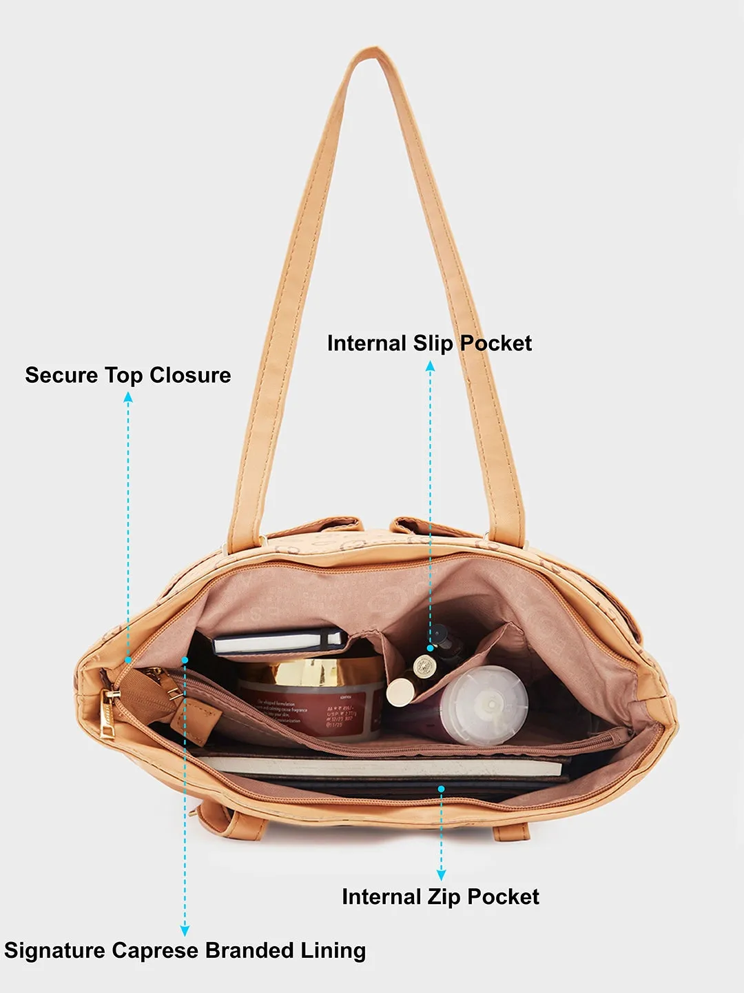 Caprese Freya Medium Tan Tote Bag